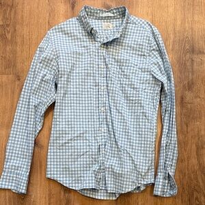 J. Crew Blue and White Gingham Button-Down Shirt